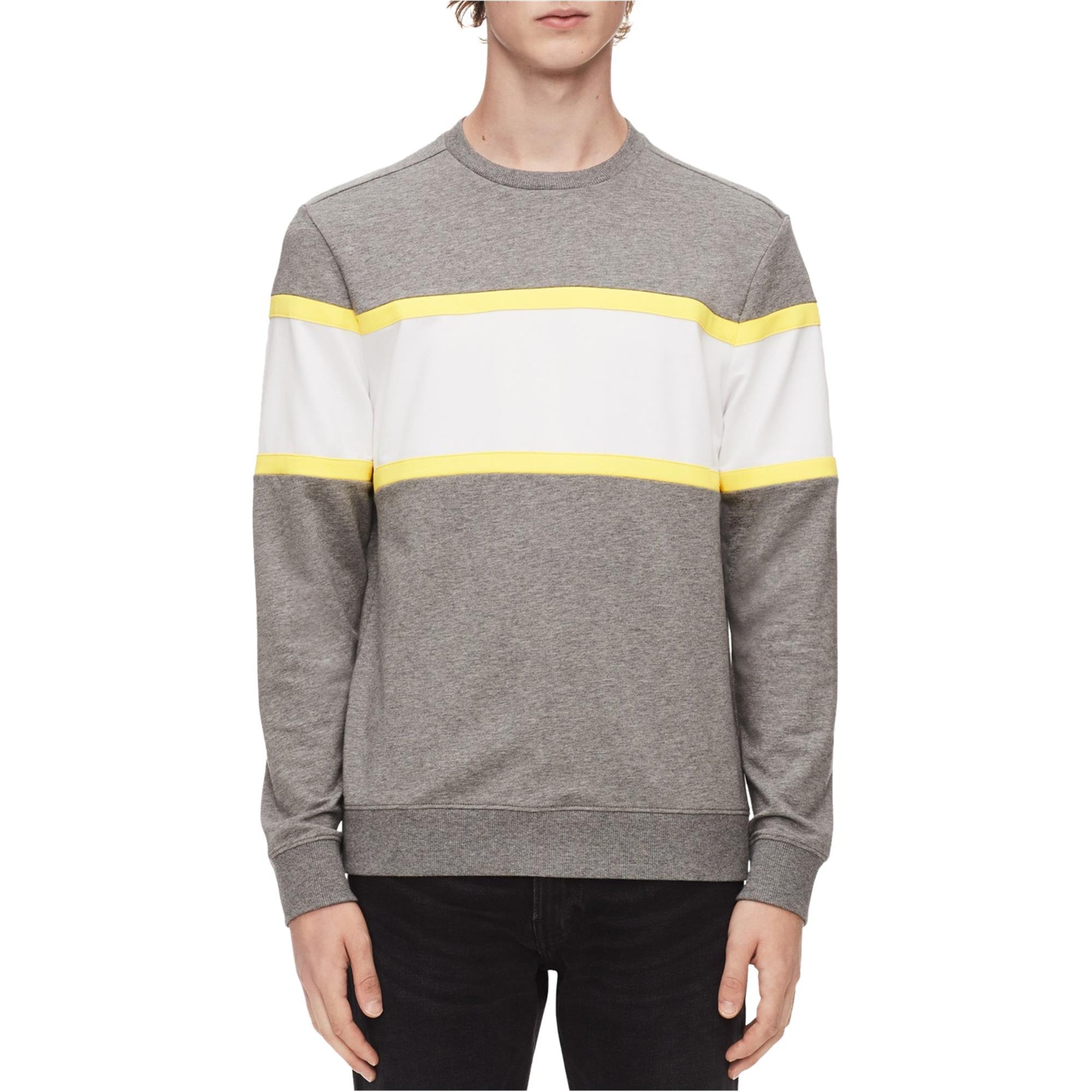 Calvin Klein Mens Colorblocked Sweatshirt, Grey, Large
